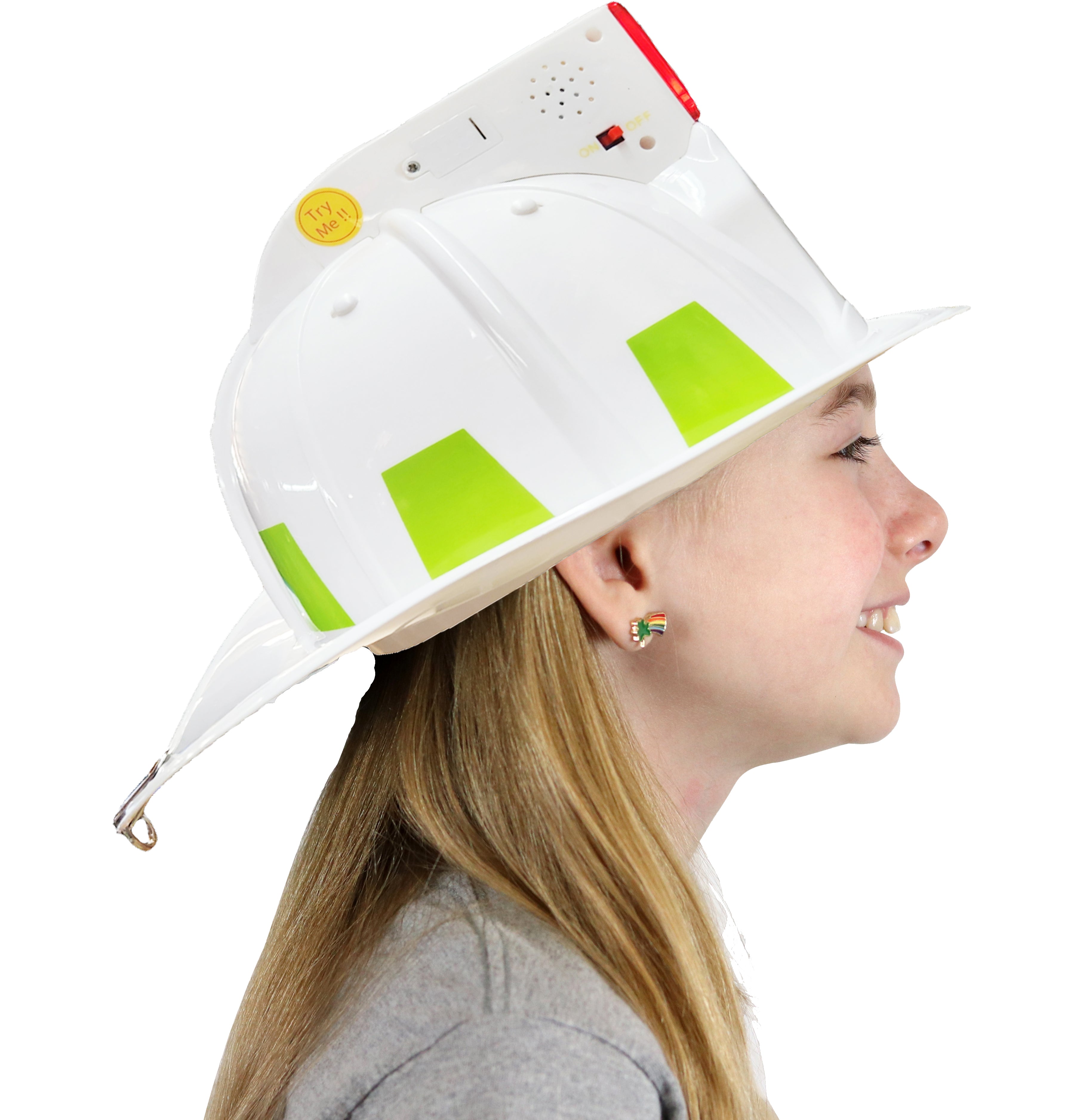 Jr. Fire Fighter, Helmet Only, Adjustable Youth Size, with Siren & Light