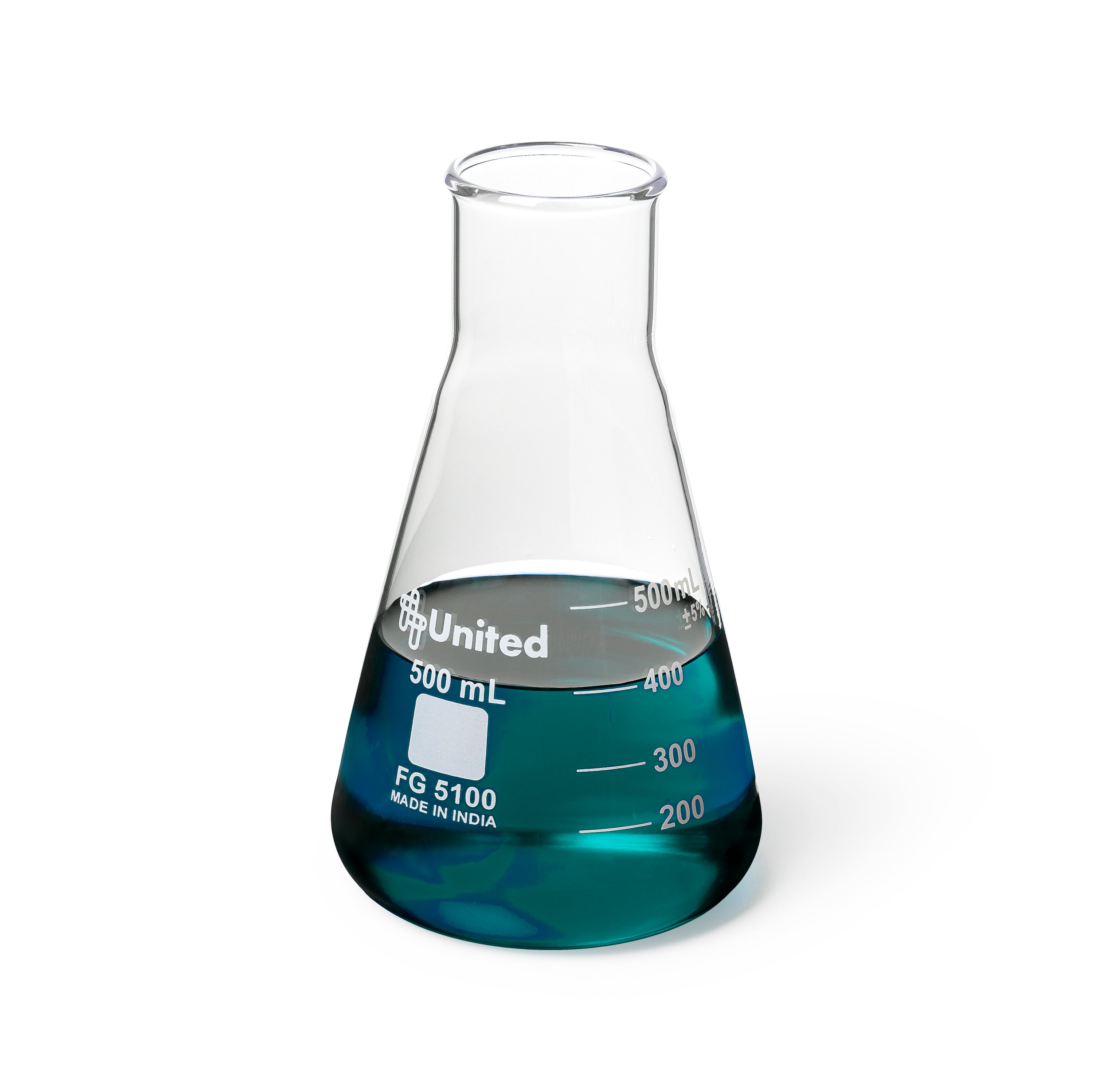 United Scientific® Erlenmeyer Flask, Wide Mouth, Borosilicate Glass, 500 mL, comes with 6