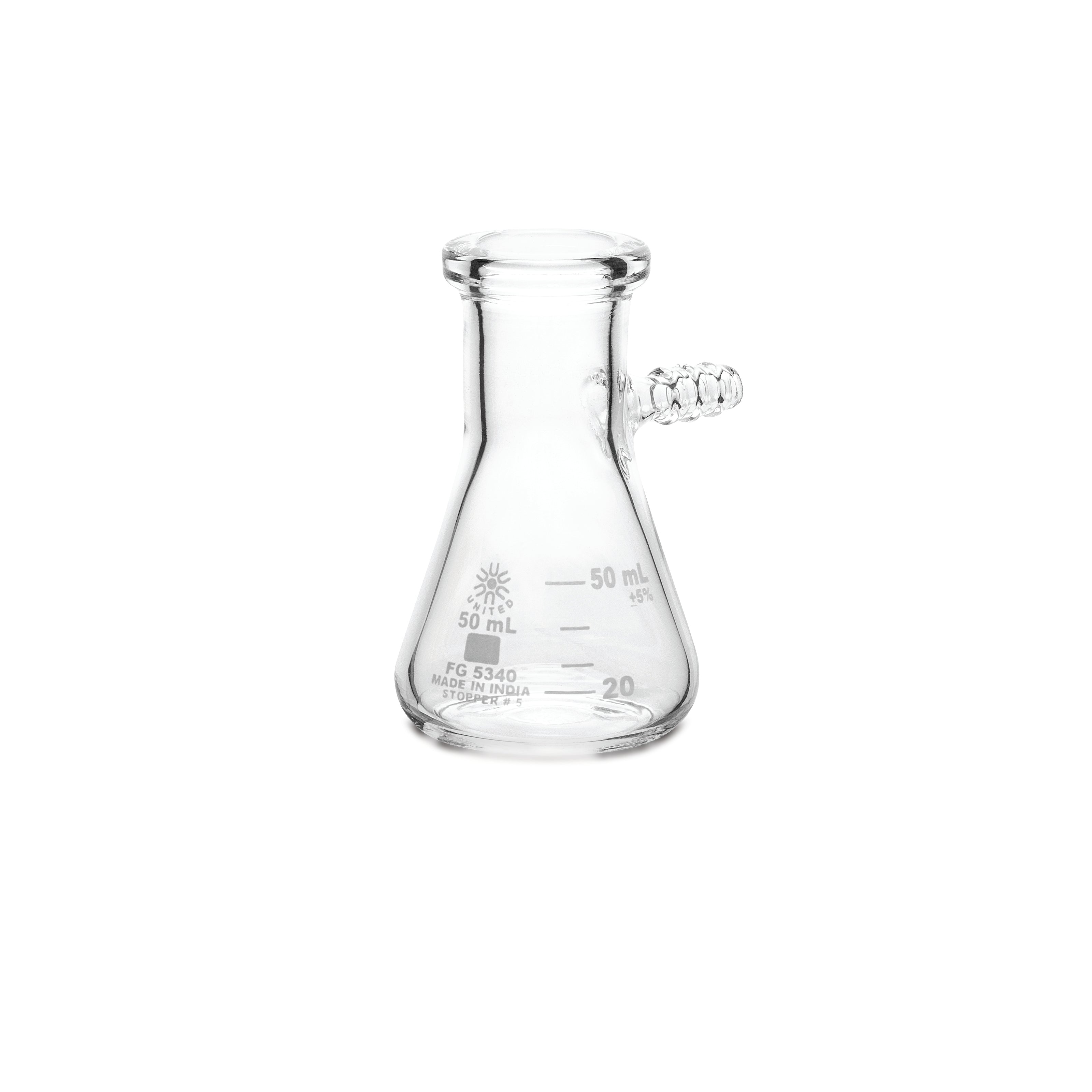 United Scientific® Filtering Flask, Borosilicate Glass, 50 mL, comes with 6