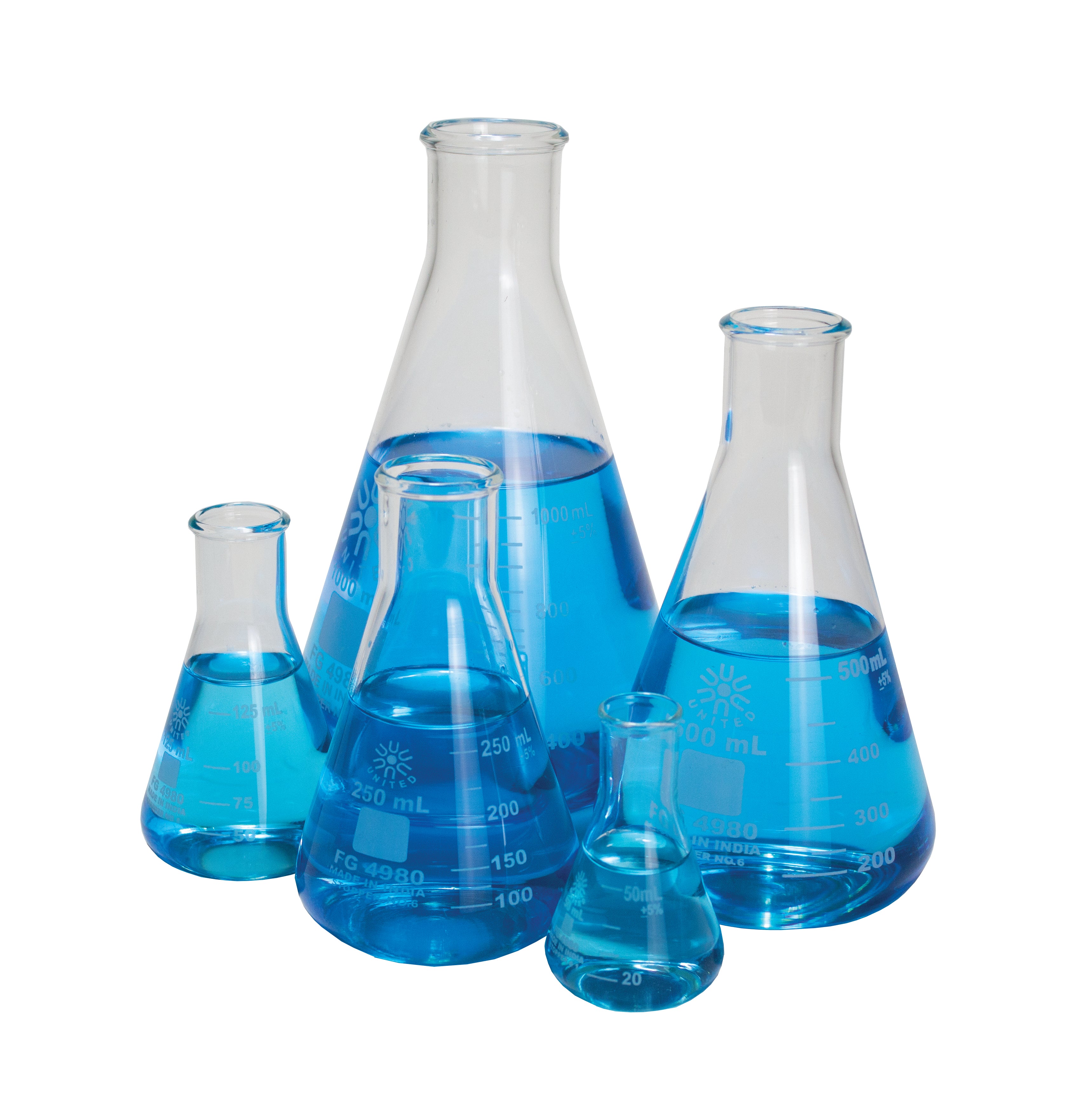 United Scientific® Glass Erlenmeyer Flasks, Set Of 5