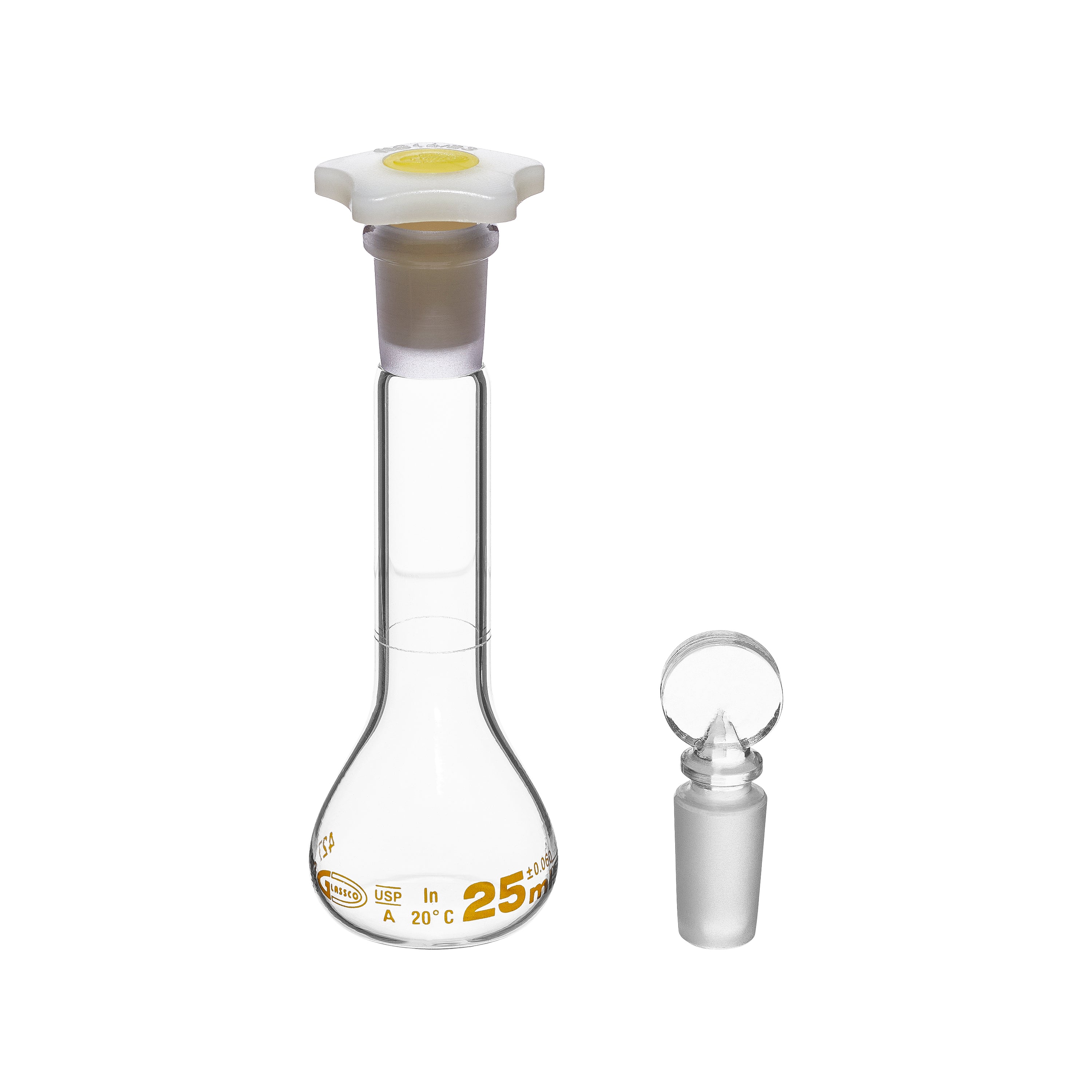 United Scientific® Volumetric Flask, Class A, Individually Certified, Wide Mouth, 25 mL