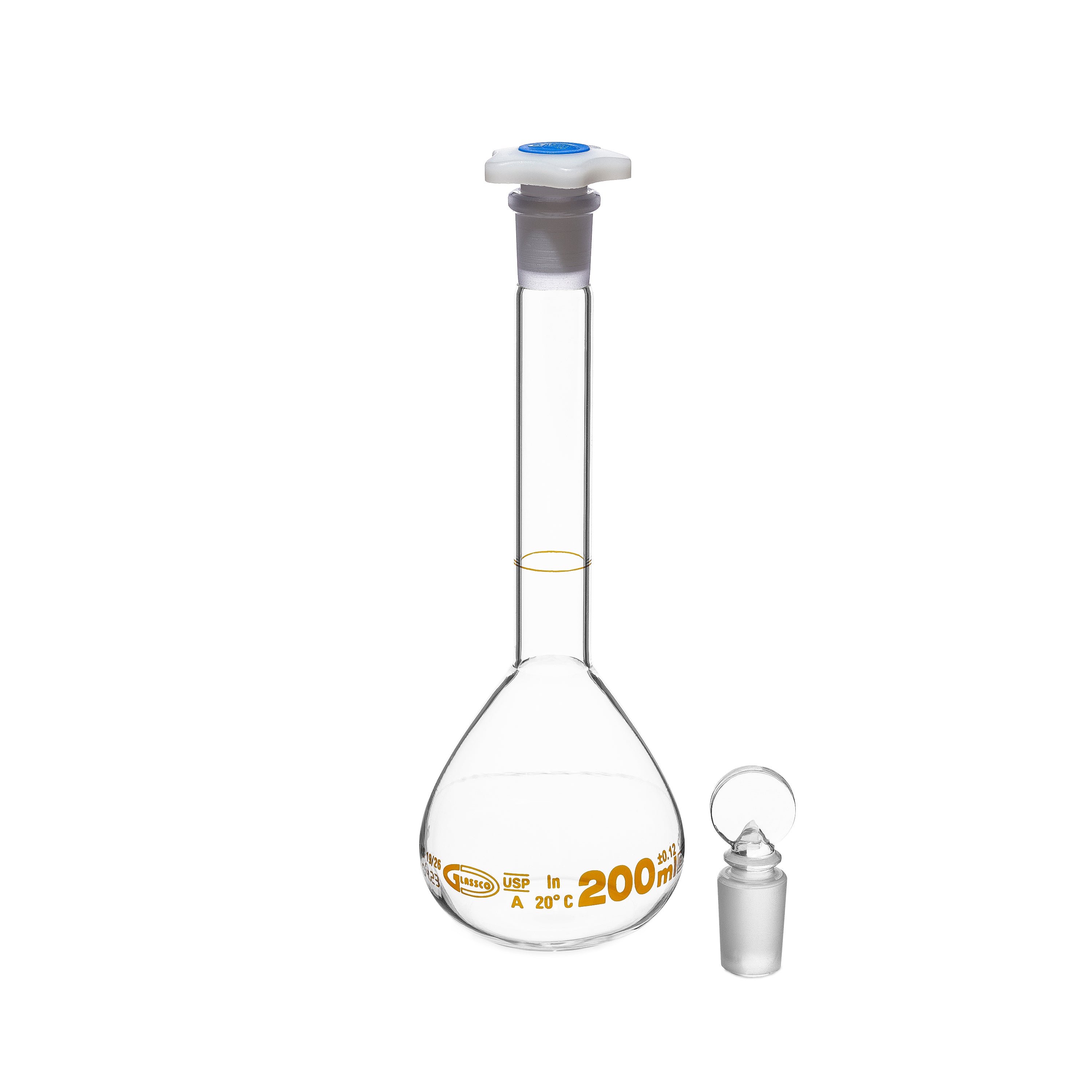 United Scientific® Volumetric Flask, Class A, Individually Certified, Wide Mouth, 200 mL