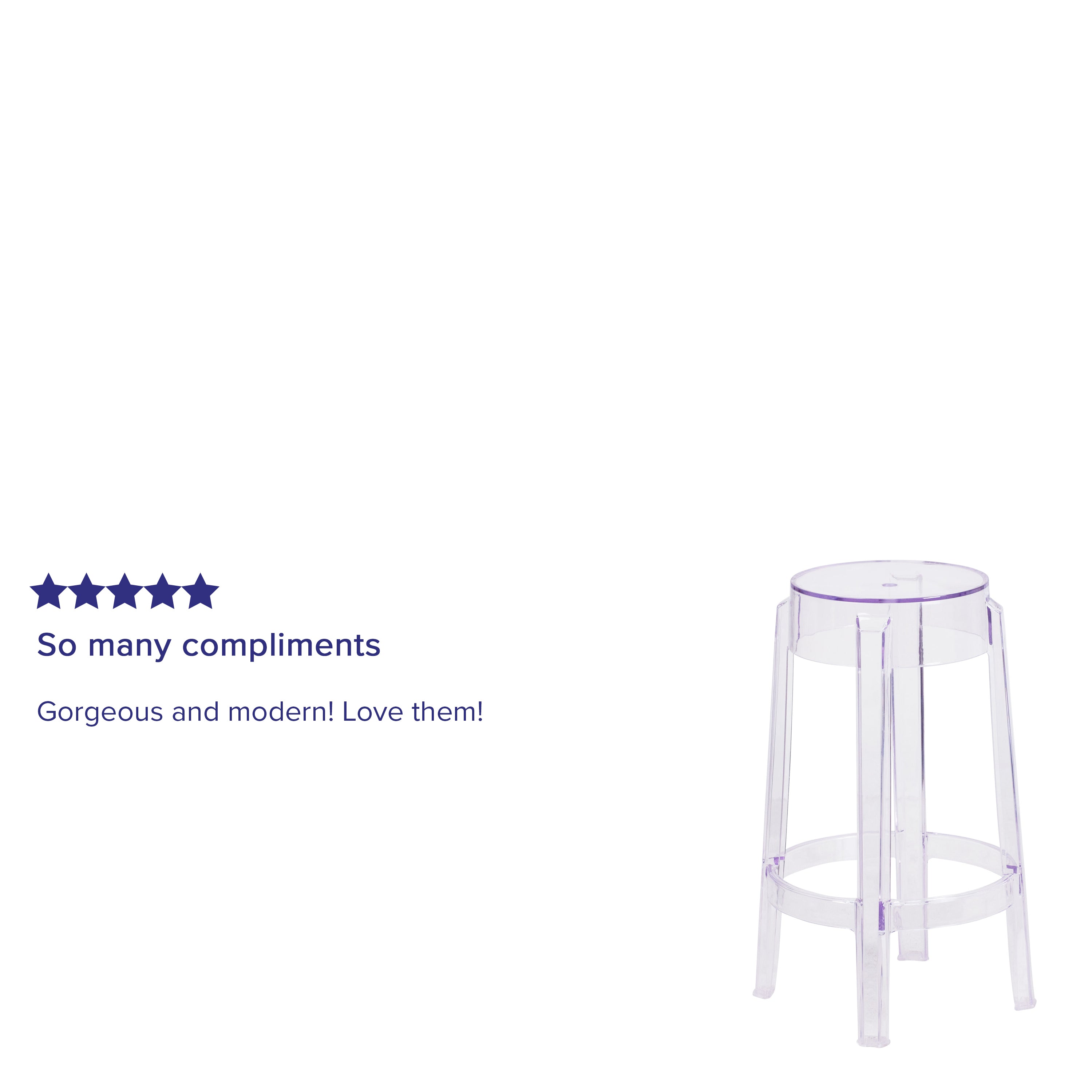 Laney 25.75'' High Transparent Counter Height Stool