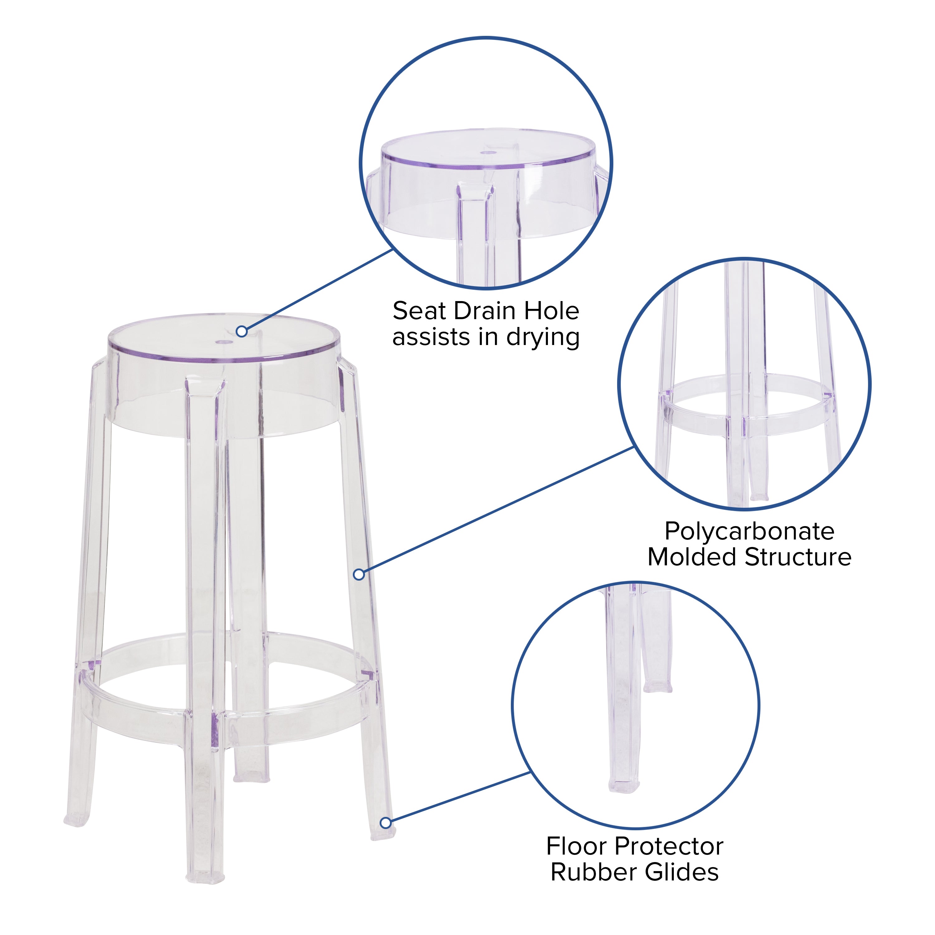 Laney 25.75'' High Transparent Counter Height Stool