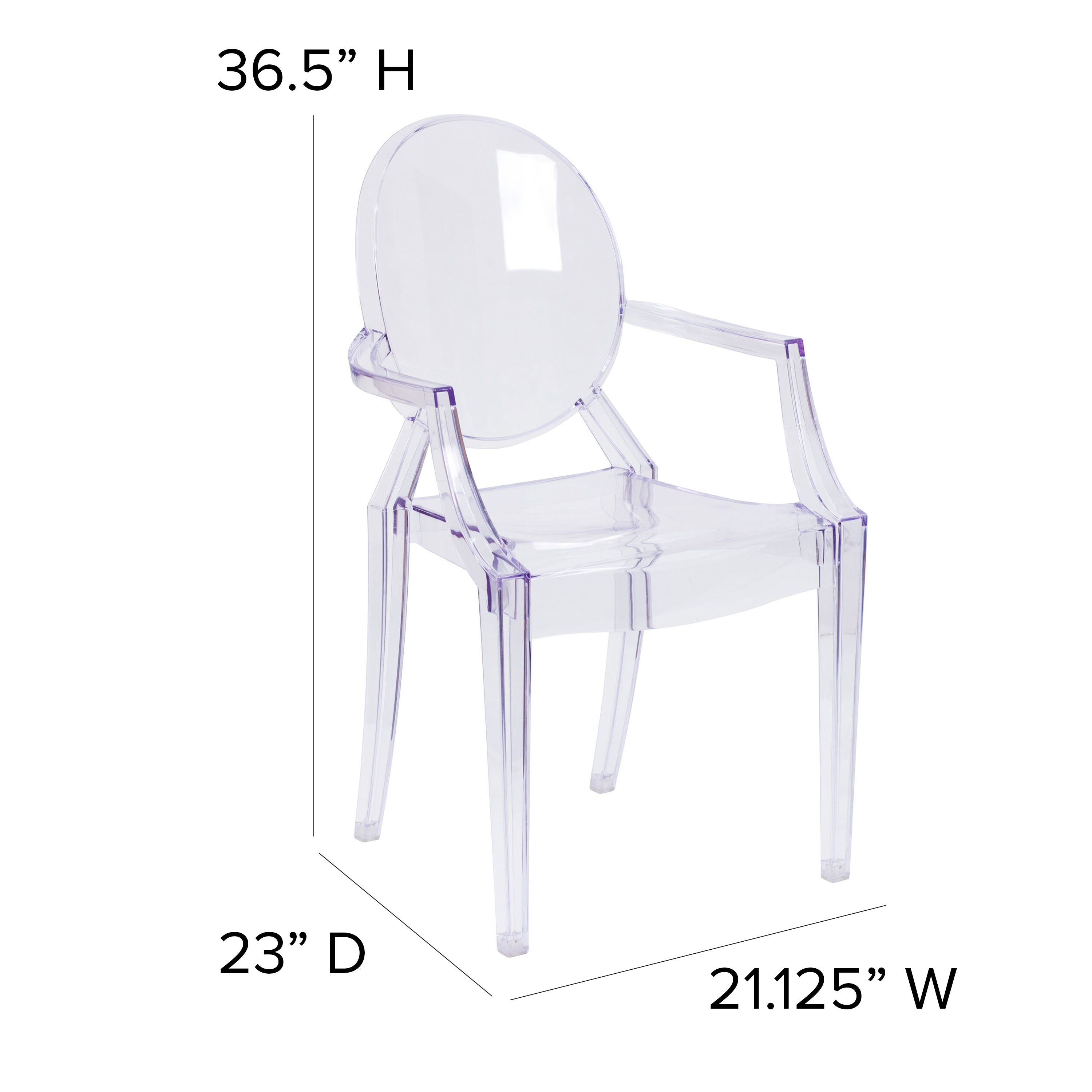 Shirley Ghost Chair with Arms in Transparent Crystal