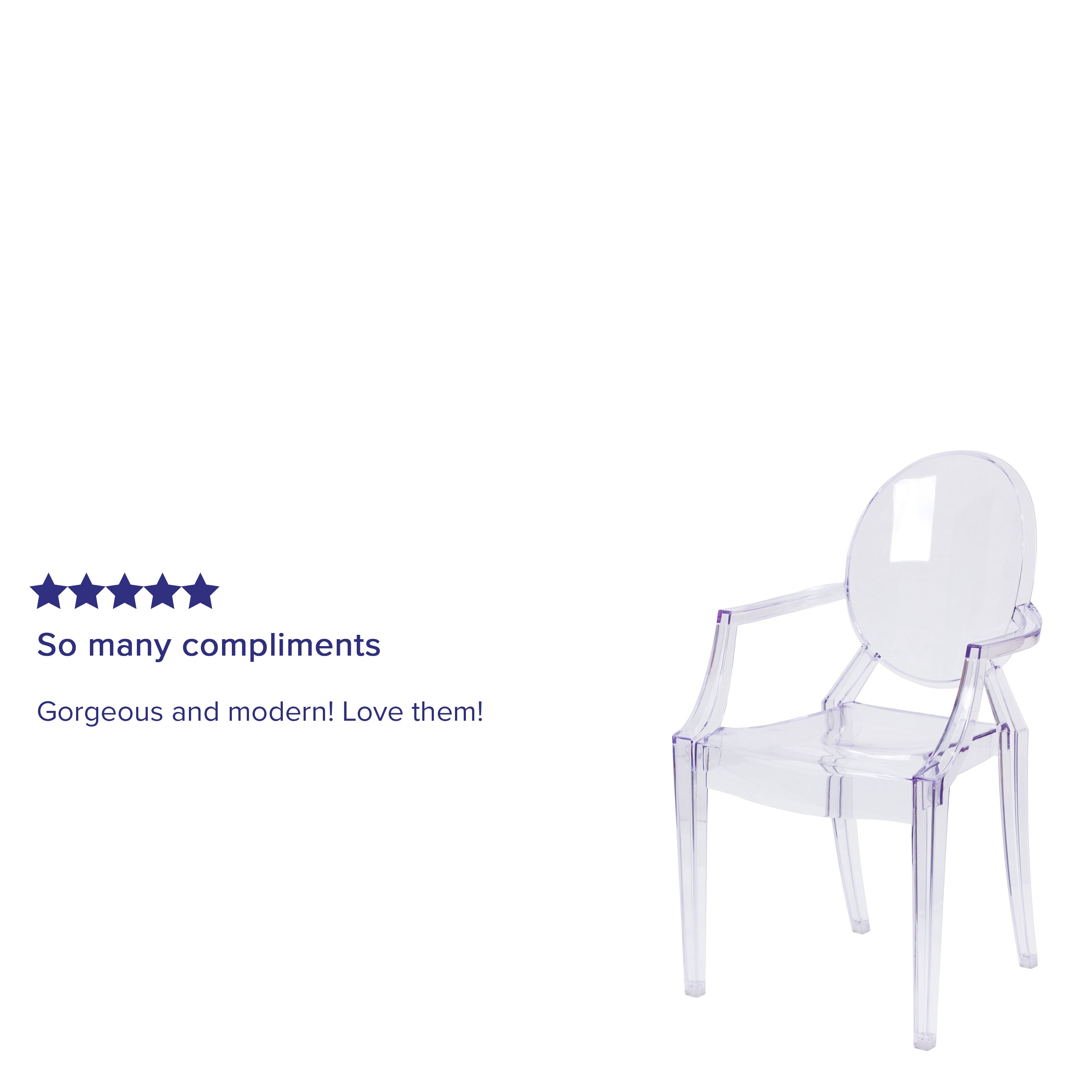 Shirley Ghost Chair with Arms in Transparent Crystal