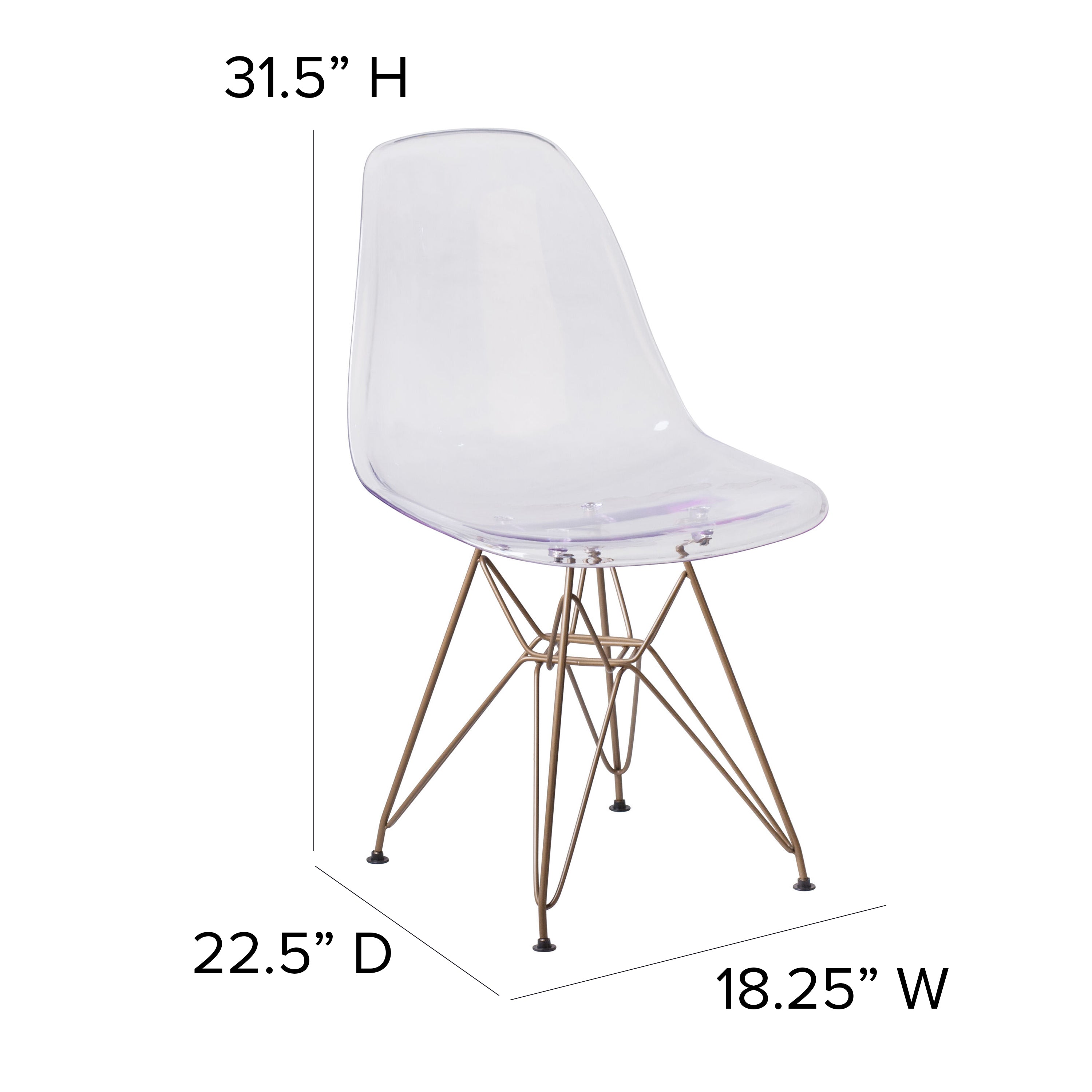 Elon Series Ghost Chair with Gold Metal Base