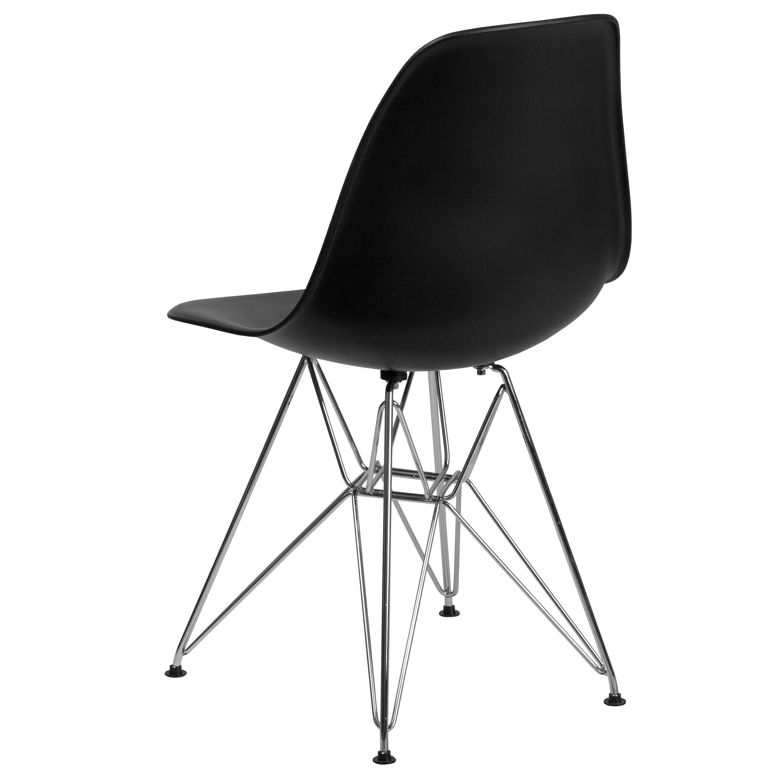 Elon Series Black Plastic Chair with Chrome Base