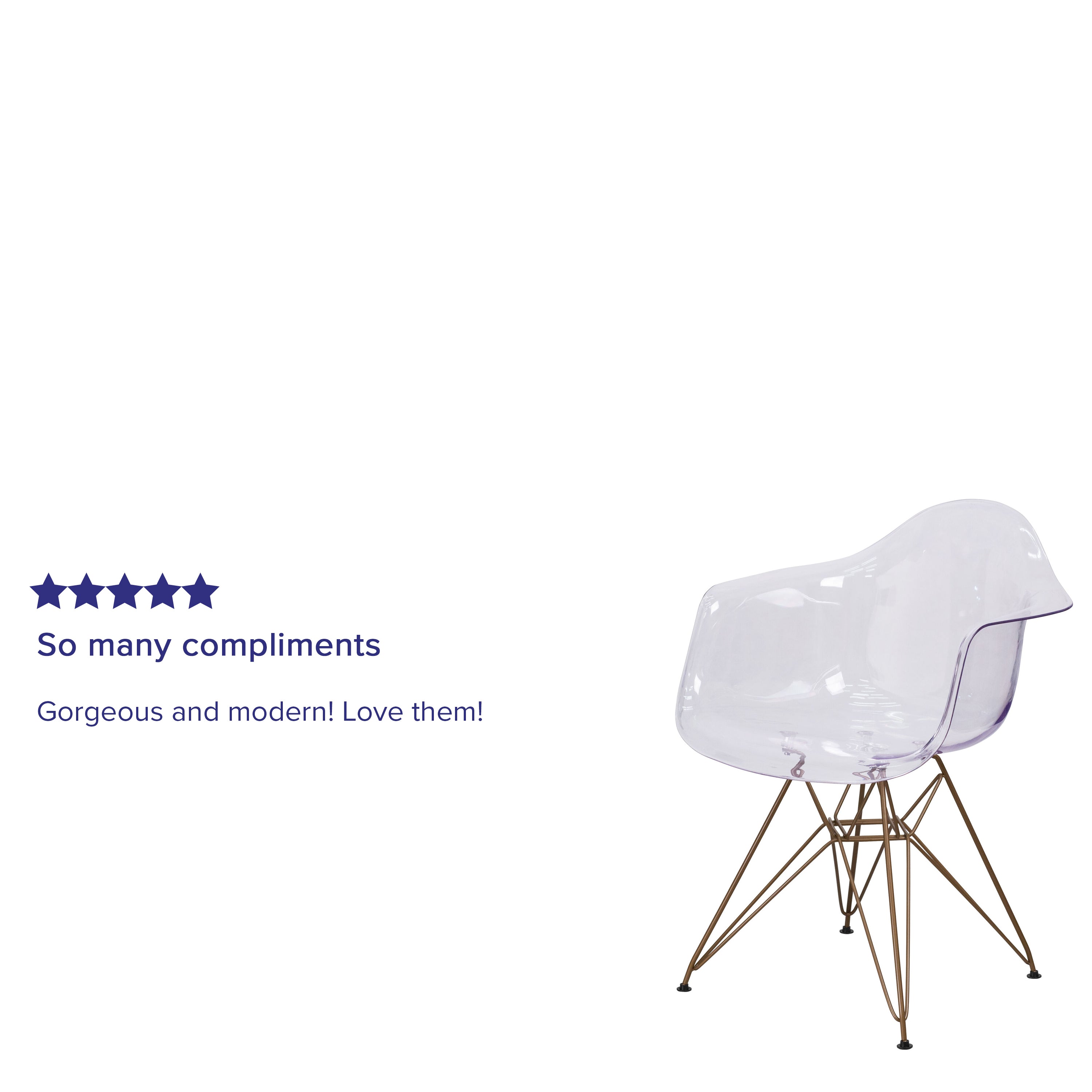 Alonza Series Transparent Side Chair with Gold Base