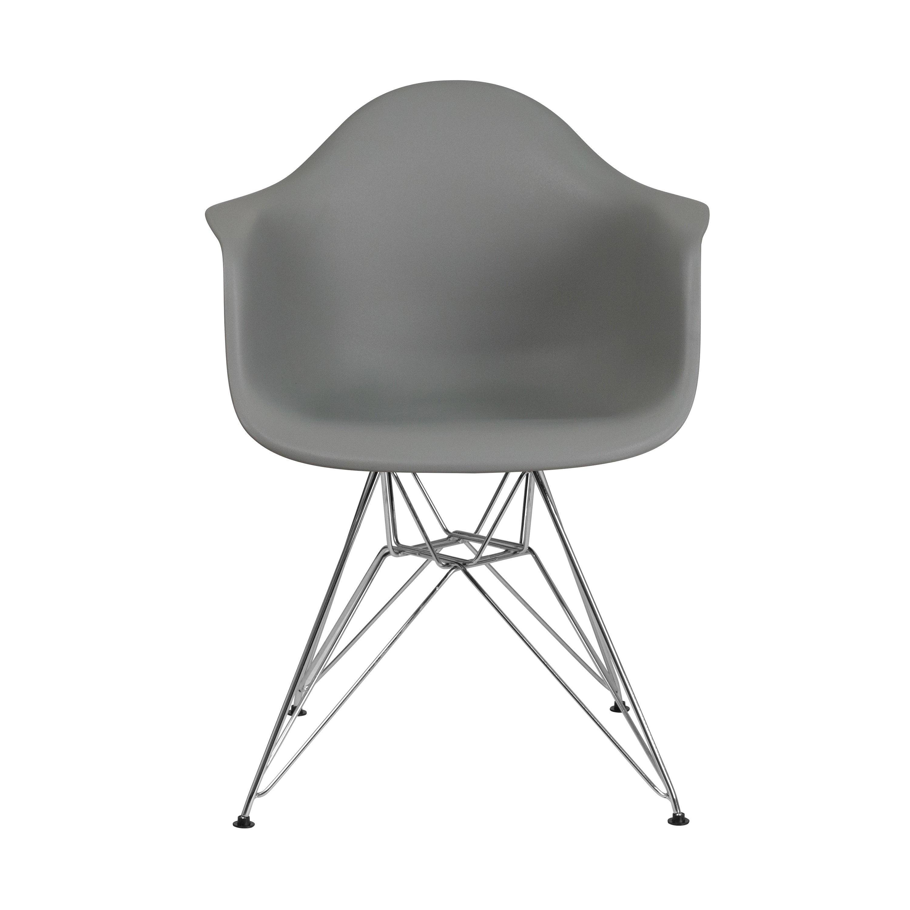 Alonza Series Moss Gray Plastic Chair with Chrome Base
