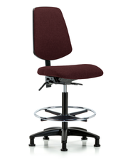 Rutledge Fabric Chair - High Bench Height with Medium Back, Chrome Foot Ring, & Stationary Glides in Burgundy Fabric