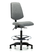 Rutledge Fabric Chair - High Bench Height with Medium Back, Chrome Foot Ring, & Stationary Glides in Gray Fabric