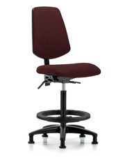 Rutledge Fabric Chair - High Bench Height with Medium Back, Seat Tilt, Black Foot Ring, & Stationary Glides in Burgundy Fabric