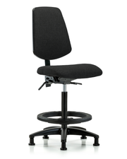 Rutledge Fabric Chair - High Bench Height with Medium Back, Seat Tilt, Black Foot Ring, & Stationary Glides in Black Fabric