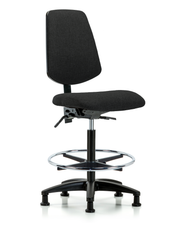 Rutledge Fabric Chair - High Bench Height with Medium Back, Seat Tilt, Chrome Foot Ring, & Stationary Glides in Black Fabric