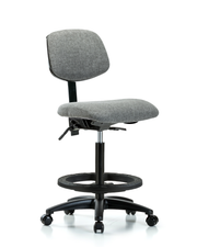 Rutledge Fabric Chair - High Bench Height with Black Foot Ring & Casters in Gray Fabric