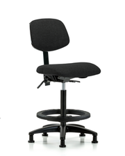 Rutledge Fabric Chair - High Bench Height with Black Foot Ring & Stationary Glides in Black Fabric