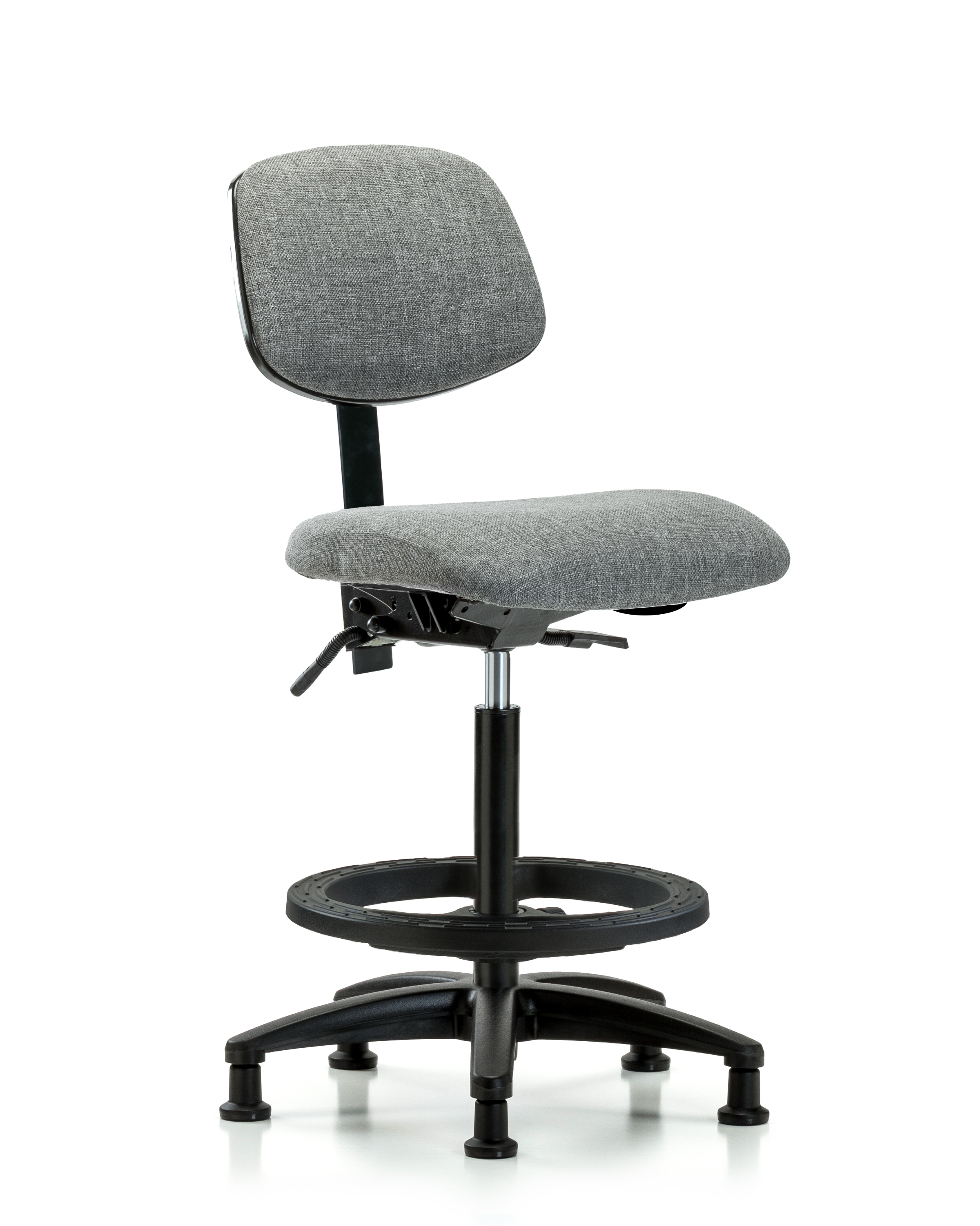 Rutledge Fabric Chair - High Bench Height with Black Foot Ring & Stationary Glides in Gray Fabric