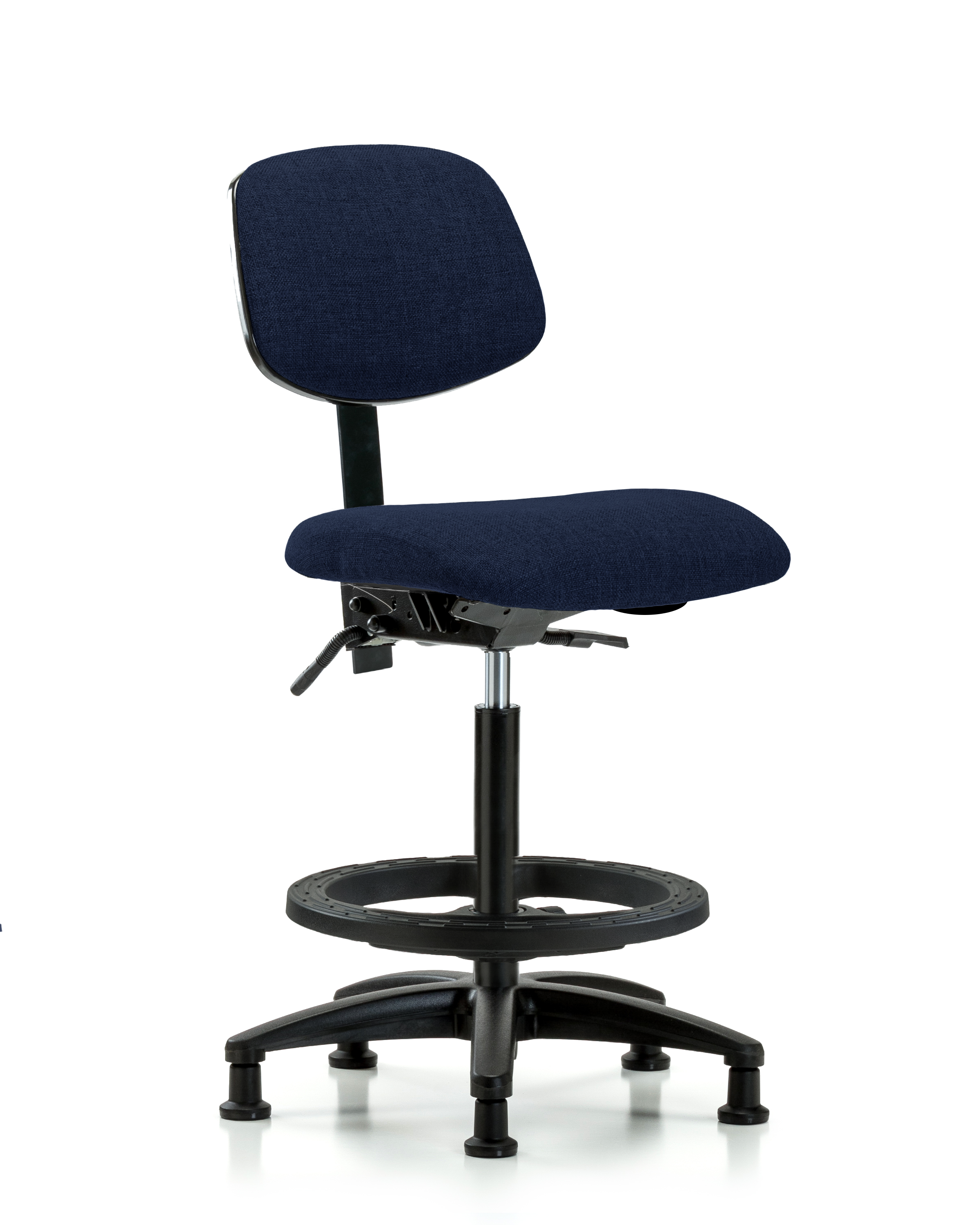 Rutledge Fabric Chair - High Bench Height with Black Foot Ring & Stationary Glides in Navy Fabric