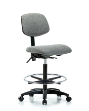 Rutledge Fabric Chair - High Bench Height with Chrome Foot Ring & Casters in Gray Fabric