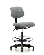 Rutledge Fabric Chair - High Bench Height with Chrome Foot Ring & Stationary Glides in Gray Fabric