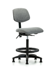 Rutledge Fabric Chair - High Bench Height with Seat Tilt, Black Foot Ring, & Stationary Glides in Gray Fabric