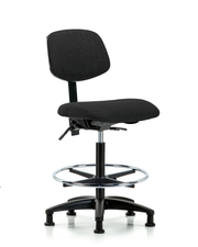 Rutledge Fabric Chair - High Bench Height with Seat Tilt, Chrome Foot Ring, & Stationary Glides in Black Fabric