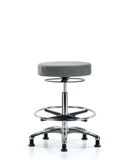 Rutledge Fabric Stool without Back Chrome - High Bench Height with Chrome Foot Ring & Stationary Glides in Gray Fabric