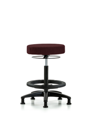 Rutledge Fabric Stool without Back - High Bench Height with Black Foot Ring & Stationary Glides in Burgundy Fabric