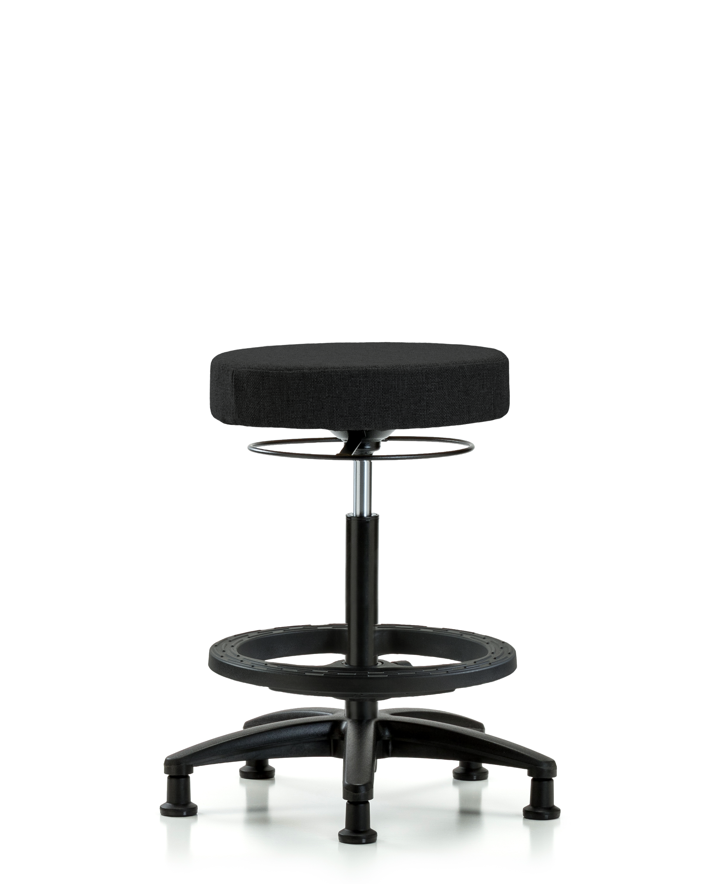 Rutledge Fabric Stool without Back - High Bench Height with Black Foot Ring & Stationary Glides in Black Fabric