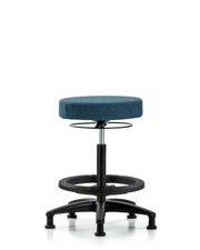 Rutledge Fabric Stool without Back - High Bench Height with Black Foot Ring & Stationary Glides in Blue Fabric
