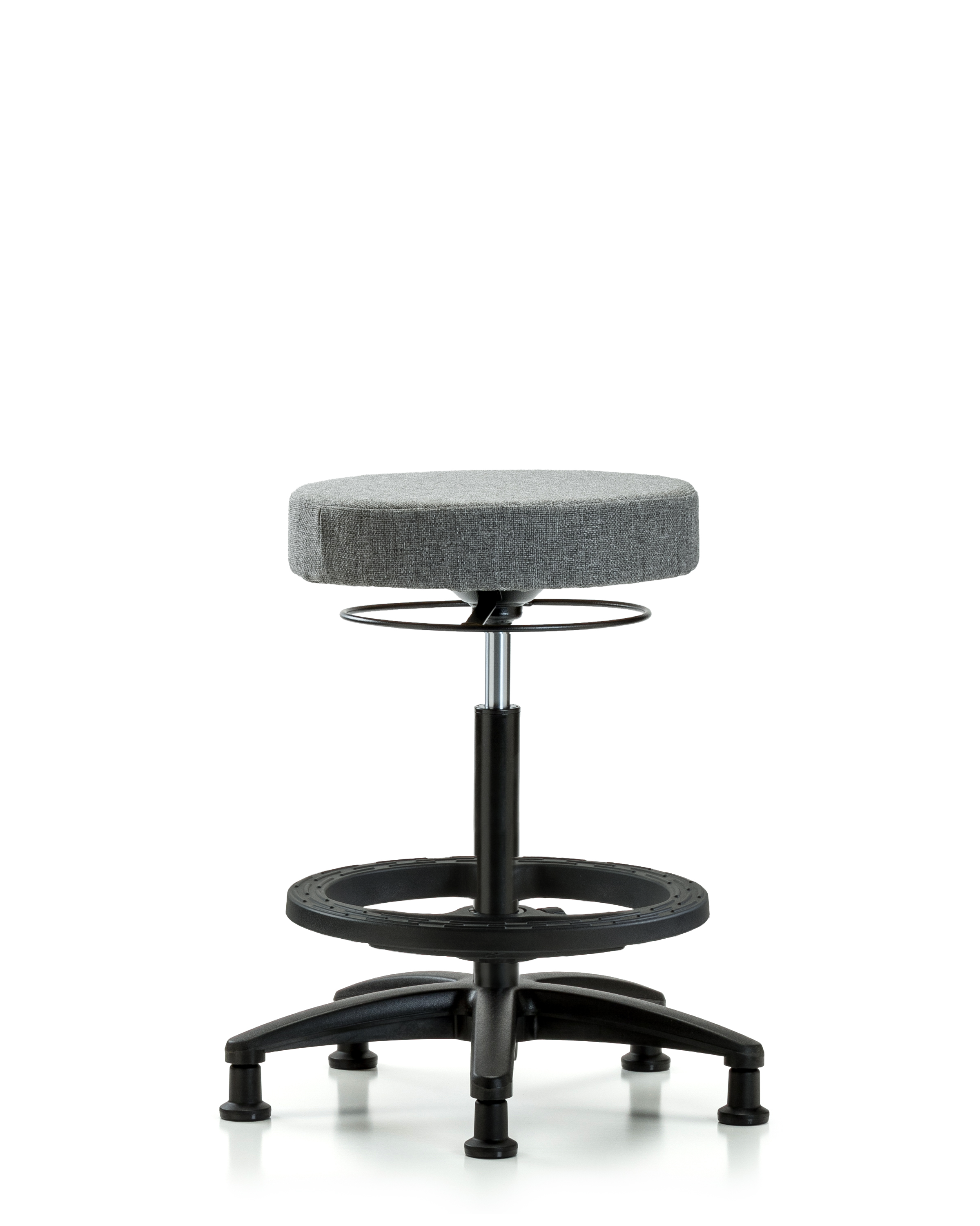 Rutledge Fabric Stool without Back - High Bench Height with Black Foot Ring & Stationary Glides in Gray Fabric