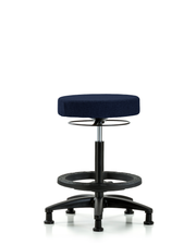 Rutledge Fabric Stool without Back - High Bench Height with Black Foot Ring & Stationary Glides in Navy Fabric