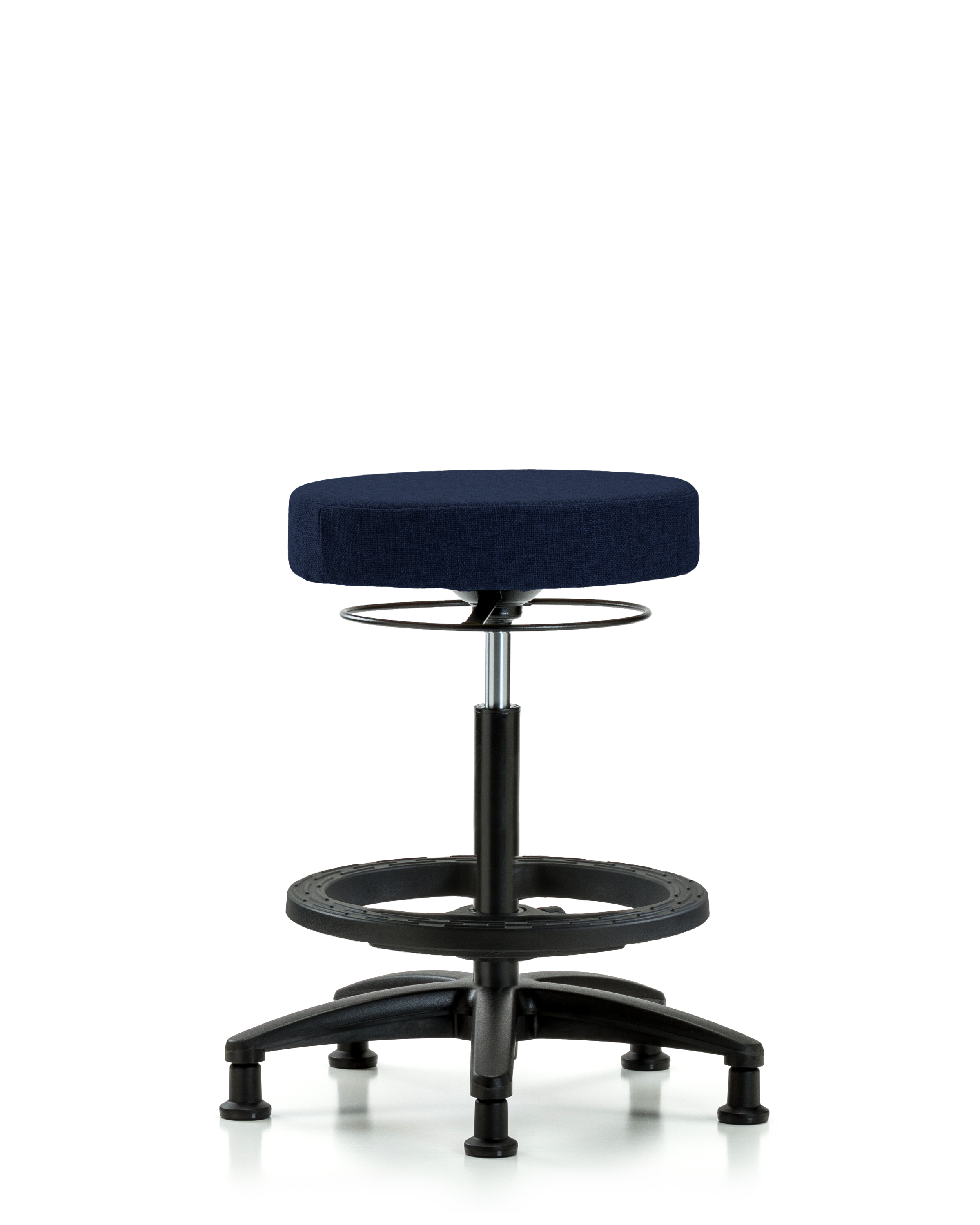 Rutledge Fabric Stool without Back - High Bench Height with Black Foot Ring & Stationary Glides in Navy Fabric