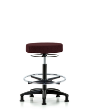 Rutledge Fabric Stool without Back - High Bench Height with Chrome Foot Ring & Stationary Glides in Burgundy Fabric