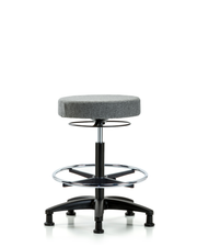 Rutledge Fabric Stool without Back - High Bench Height with Chrome Foot Ring & Stationary Glides in Gray Fabric