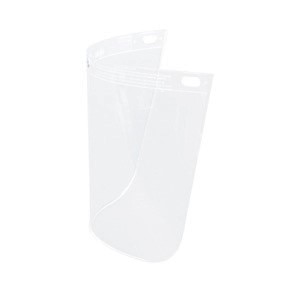 Faceshield Window Standard Size, .060" 8" X 11 1/4" Clear, Injection molded, Fits F300 Series and Model F-770. Available in Bulk Pack.