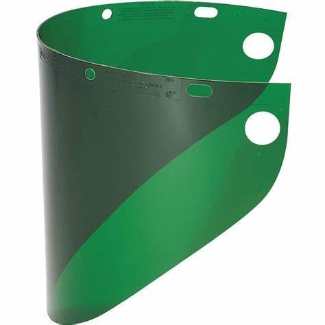 Faceshield Window Wide Vision Size, .060" 8" X 16 1/2"Dark Green, Injection Molded, Fits F400, F500 Series, FH66, FM70, FM71. Avail. in Bulk Pk. *