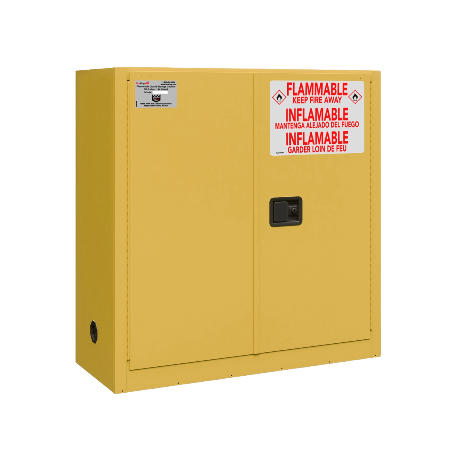 Flammable Safety Cabinet with auto-close doors (Yellow)