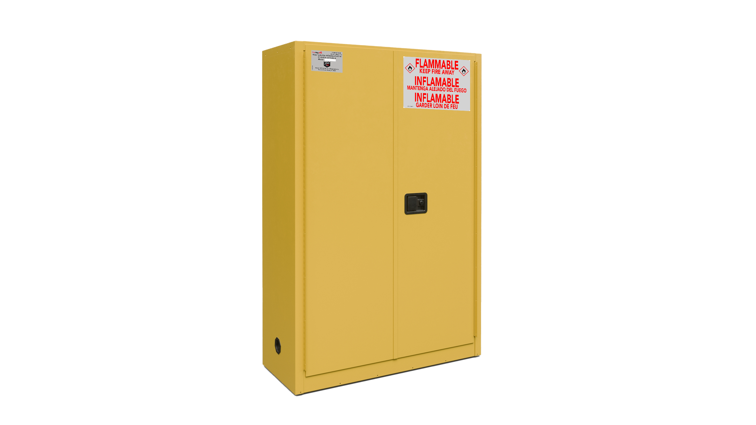 Flammable Safety Cabinet with Manual Closing Doors (Yellow)