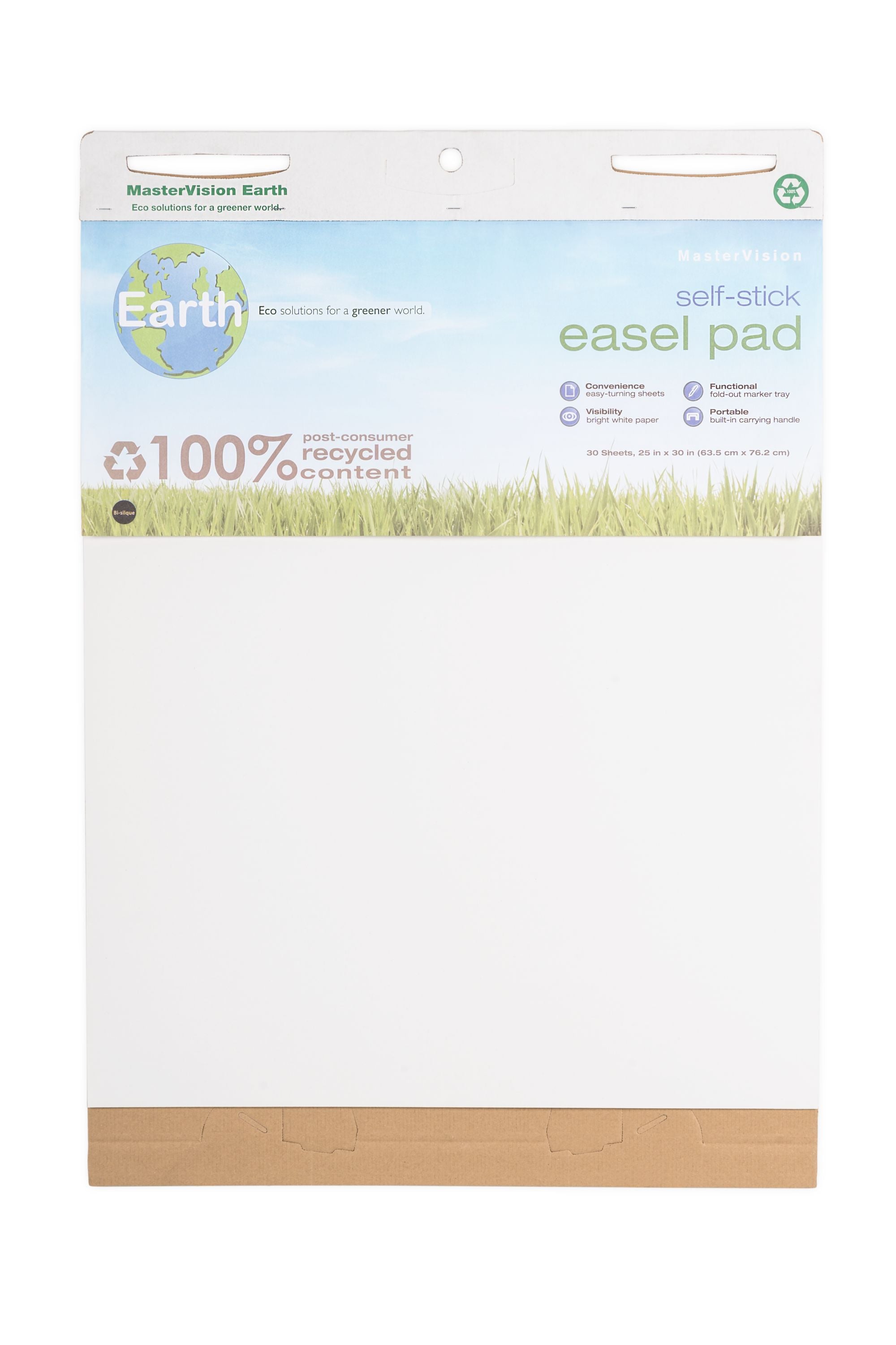 MasterVision Earth Self-Stick Easel Pad 35.5"x25", 2 pk, White