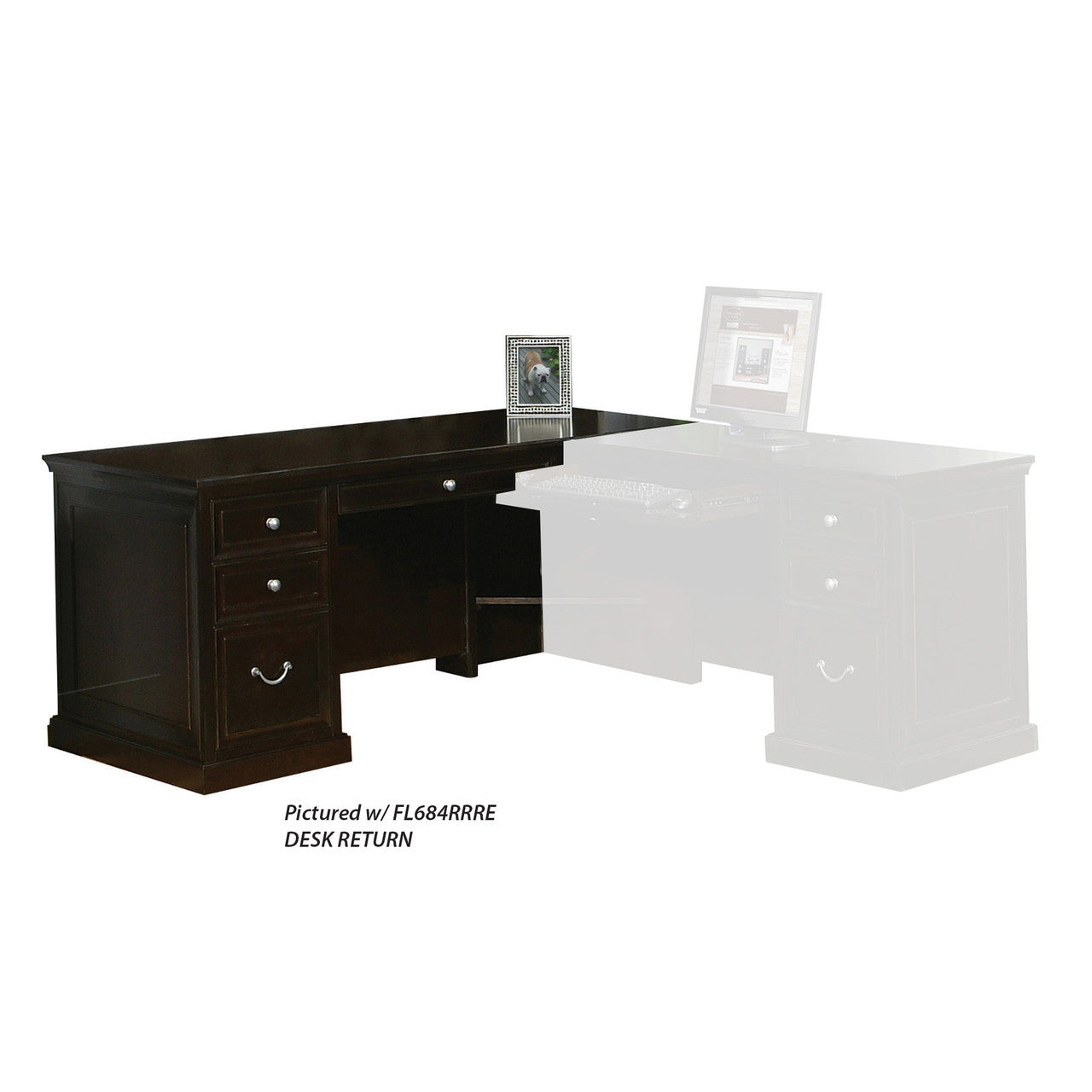 OfficeSource Markle Right Return Desk - Rich Espresso