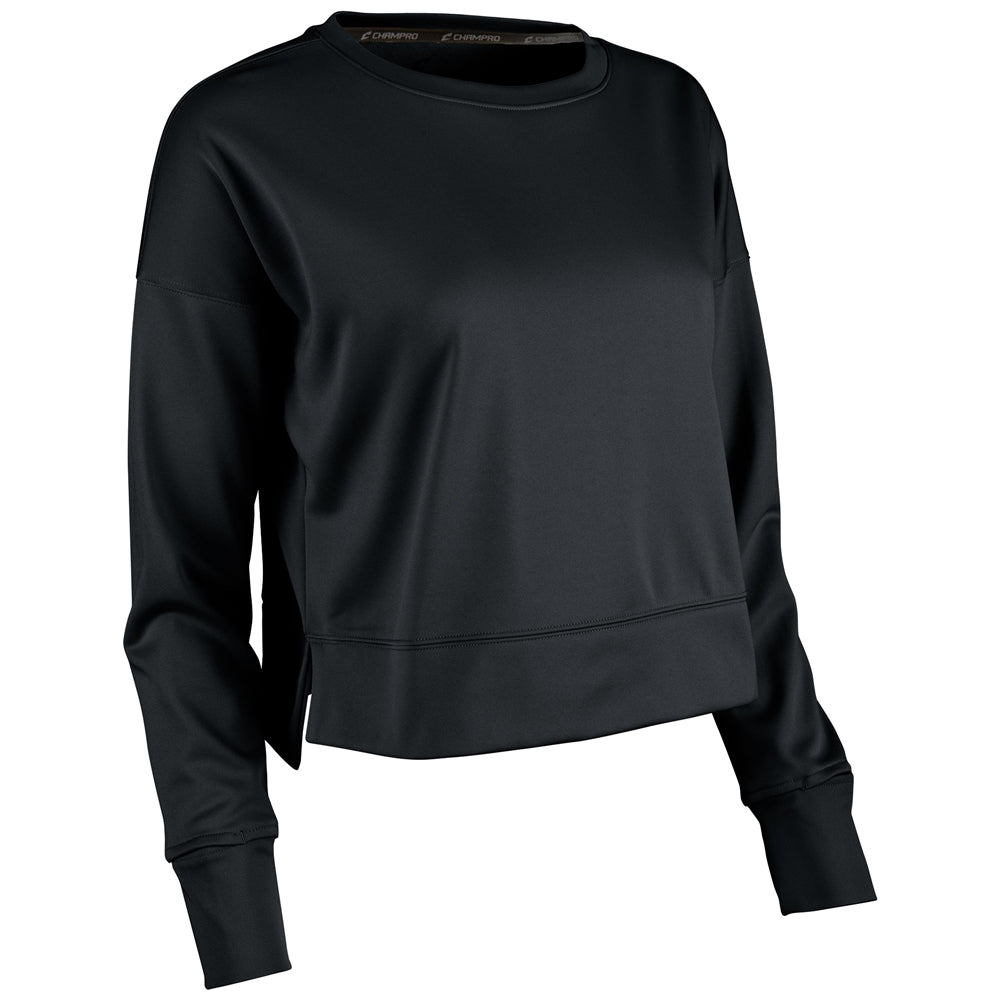 Lineup Fleece Women's Crop Crew - Black - Womens - Large