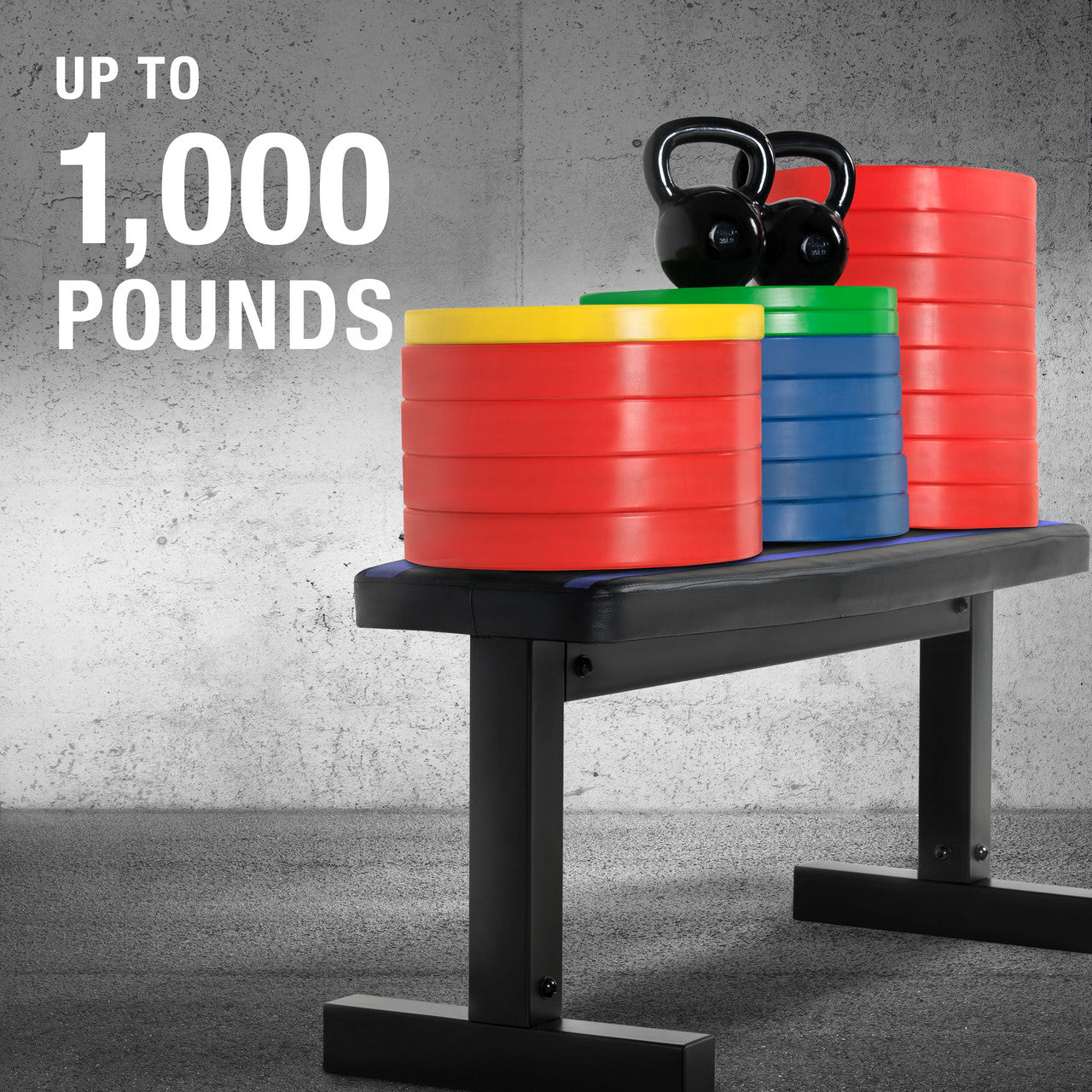 Fuel Pureformance Flat Weight Bench - Black, Blue Stripes