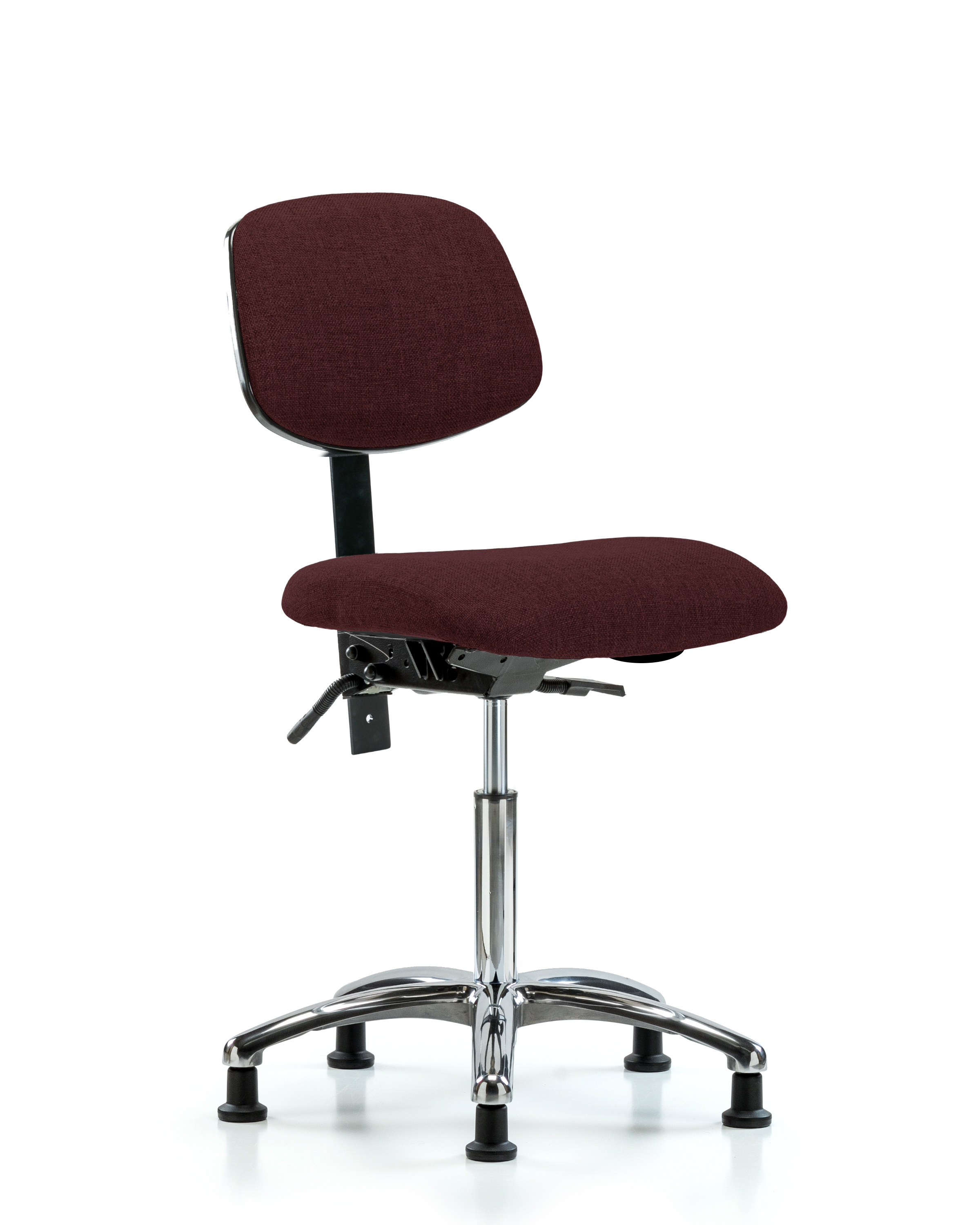 Rutledge Fabric Chair Chrome - Medium Bench Height with Stationary Glides in Burgundy Fabric