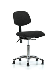 Rutledge Fabric Chair Chrome - Medium Bench Height with Stationary Glides in Black Fabric