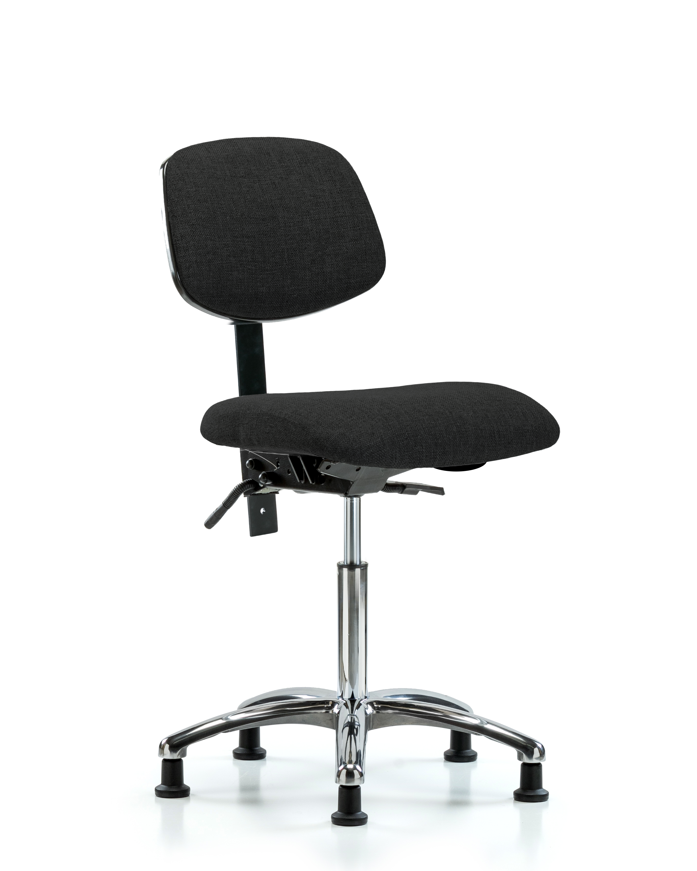 Rutledge Fabric Chair Chrome - Medium Bench Height with Stationary Glides in Black Fabric