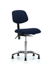Rutledge Fabric Chair Chrome - Medium Bench Height with Stationary Glides in Navy Fabric