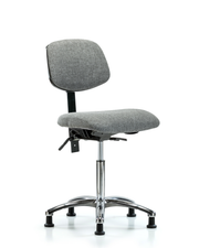 Rutledge Fabric Chair Chrome - Medium Bench Height with Seat Tilt & Stationary Glides in Gray Fabric