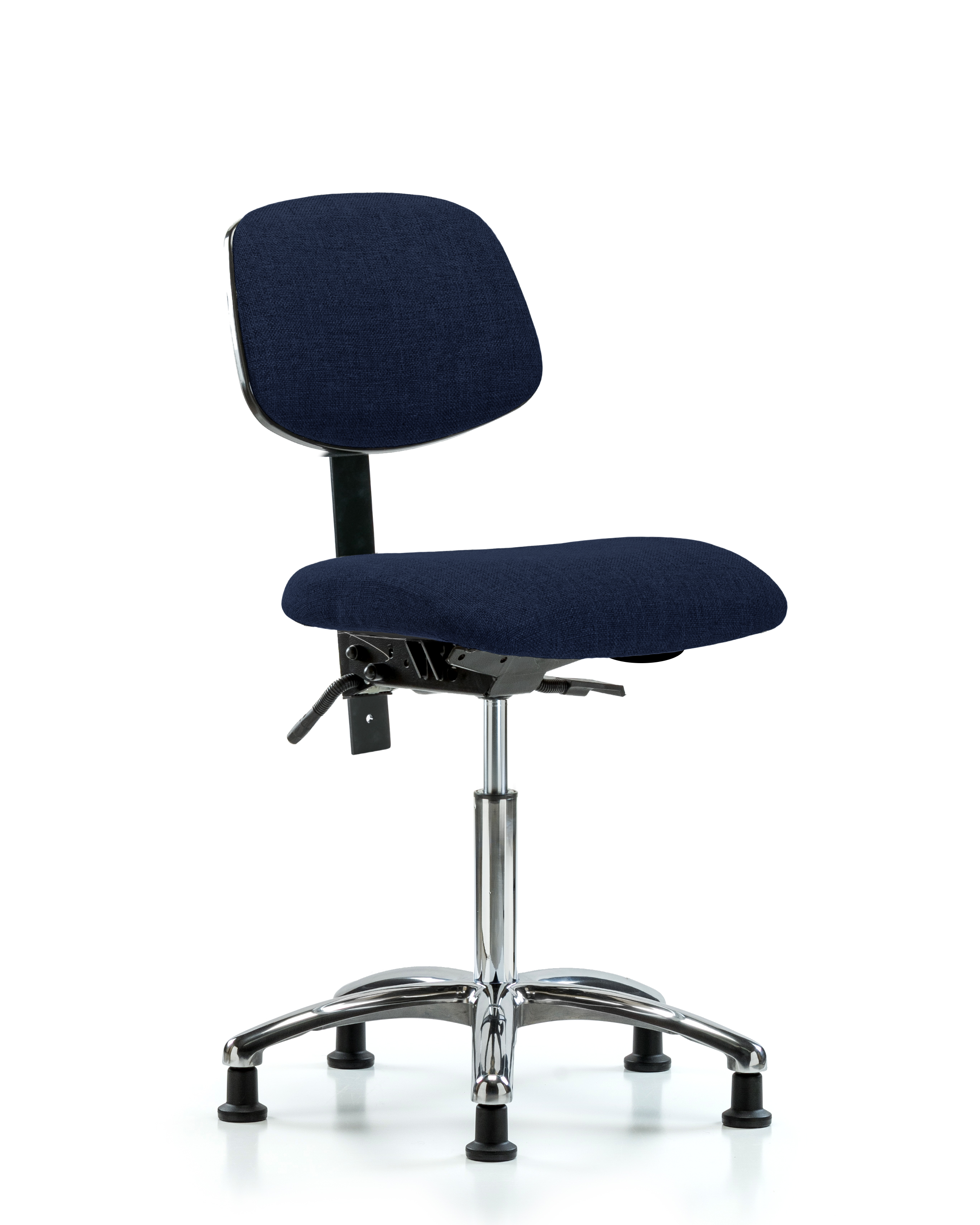 Rutledge Fabric Chair Chrome - Medium Bench Height with Seat Tilt & Stationary Glides in Navy Fabric